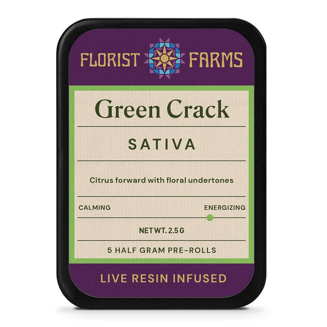 Green Crack | Live Resin Infused | 1/2 Gram Pre-Rolls | 5pk