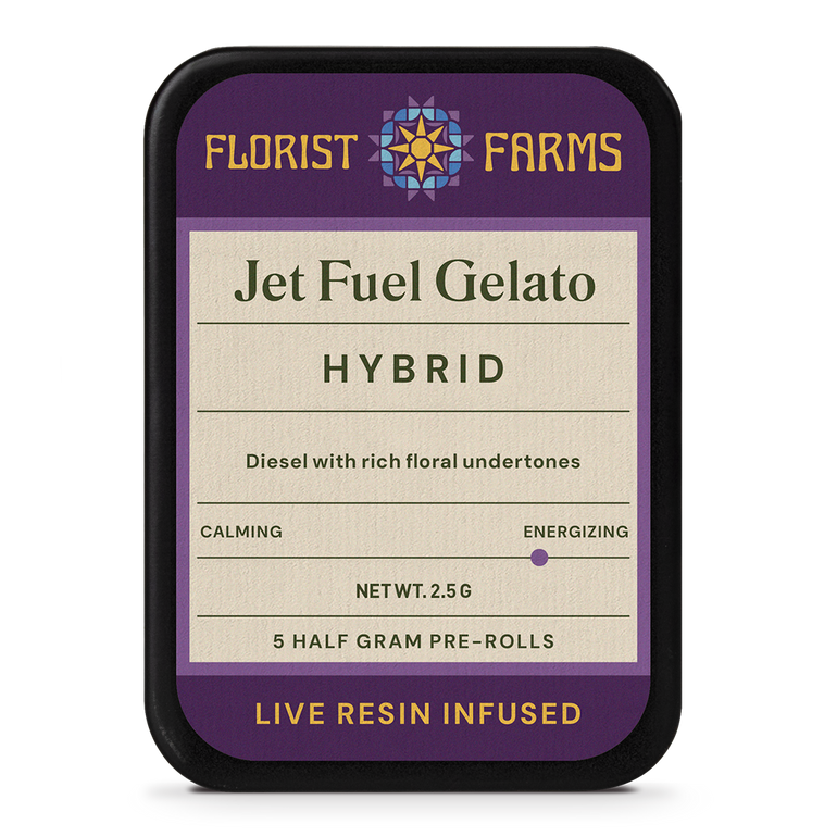 Jet Fuel Gelato | Live Resin Infused | Half Gram Pre-Rolls | 5pk