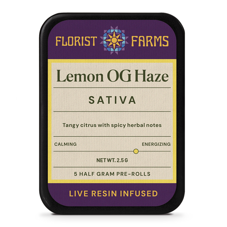 Lemon OG Haze | Live Resin Infused | Half Gram Pre-Rolls | 5pk